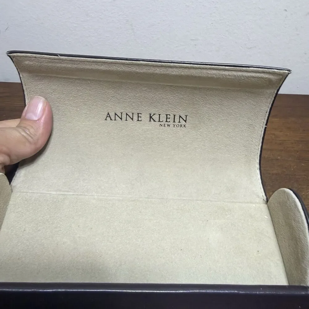 Anne Klein Sunglasses Case Deep Purple Almost Brown Hardcase Faux Leather